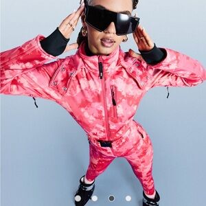 ASOS 4505 Petite ski fitted belted ski suit in tie dye print